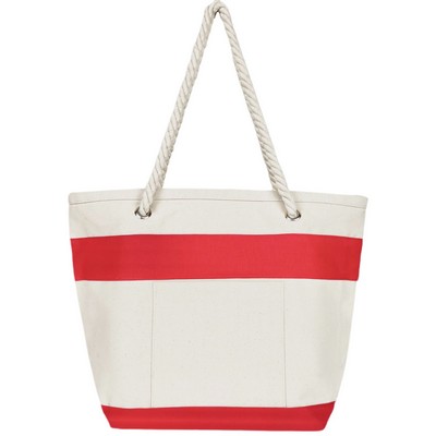 Blank Heavy Duty Nautical 16 oz Canvas Tote Bag | Beach Everyday Travel Red (18x13x7)